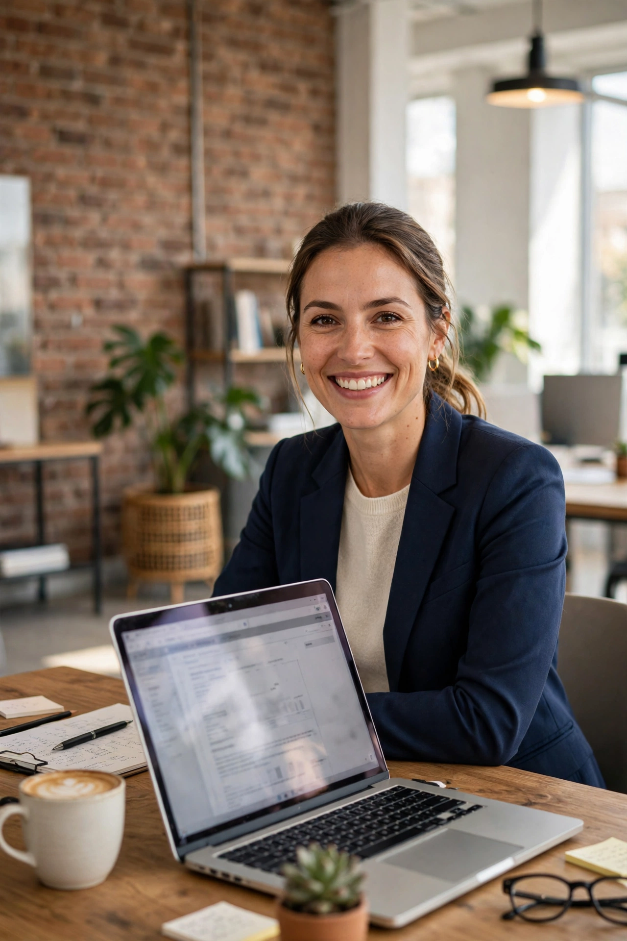 Woman working on a laptop